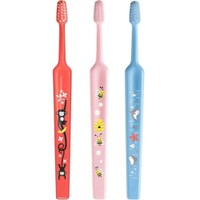 TePe Mini Extra Soft 0-6 Years Toothbrush 3 Τεμάχια - Κοραλί/ Ρόζ/ Γαλάζιο - Παιδική Οδοντόβουρτσα με Κωνική Κεφαλή & Αποστρογγυλεμένες Ίνες