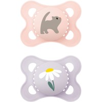 Mam Original Silicone Soother 2-6m Κωδ 100SGc, 2 Τεμάχια - Ροζ / Λιλά - Ορθοδοντική Πιπίλα Σιλικόνης με Θήκη Μεταφοράς