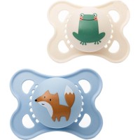 Mam Original 2-6m 2 Τεμάχια, Κωδ 100SBc - Γαλάζιο / Κρεμ - Ορθοδοντική Πιπίλα Σιλικόνης με Θήκη Μεταφοράς