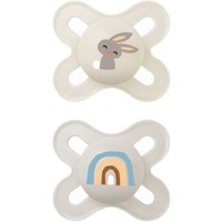 Mam Original Start Silicone Soother 0-2m 2 Τεμάχια, Κωδ 125SGc - Ζαχαρί / Γκρί - Μικρή & Ελαφριά Ορθοδοντική Πιπίλα Σιλικόνης με Θήκη Μεταφοράς