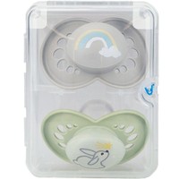 Mam Day & Night Silicone Soother 16m+ 2 Τεμάχια - Γκρι / Πράσινο - Ορθοδοντική Πιπίλα Σιλικόνης που Λάμπει στο Σκοτάδι από 16+ Μηνών
