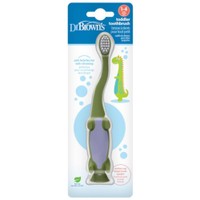Dr Brown's Toddler 1-4 Years Toothbrush 1 Τεμάχιο - Πράσινος Δεινόσαυρος - Βρεφική Οδοντόβουρτσα με Μαλακές Τρίχες για Ευαίσθητα Ούλα & Βάση με Βεντούζα για Αποθήκευση