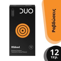 Duo Ribbed Condoms 12 Τεμάχια - Προφυλακτικά με Ραβδώσεις για Εντονότερη Διέγερση & Απόλαυση