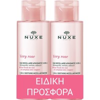 Nuxe Promo Very Rose 3in1 Soothing Micellar Water 800ml (2x400ml) - Μικυλλιακό Νερό Καθαρισμού & Ντεμακιγιάζ Προσώπου - Ματιών με Ροδόνερο, Κατάλληλο για Όλους τους Τύπους Επιδερμίδας