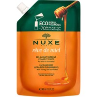 Nuxe Reve de Miel Face & Body Ultra Rich Cleansing Gel with Honey & Sunflower Refill 400ml - Απαλό Καθαριστικό Προσώπου - Σώματος για Ξηρές & Ευαίσθητες Επιδερμίδες