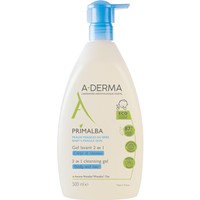 A-Derma Primalba Cleansing Gel 2in1 Body & Hair 500ml - Απαλό Βρεφικό Σαμπουάν - Αφρόλουτρο Χωρίς Δάκρυα