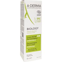 A-Derma Biology Dermatological Riche Cream Hydrating 40ml - Πλούσια Ενυδατική Κρέμα με 99% Βιολογικά Συστατικά, για το Ξηρό Εύθραυστο Δέρμα