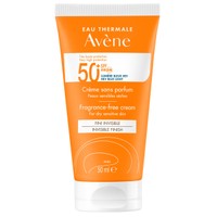 Avene Cream Solaire Sans Parfum Spf50+, 50ml - Αντηλιακή Κρέμα Προσώπου Λαιμού Πολύ Υψηλής Προστασίας Χωρίς Άρωμα, για το Ξηρό Ευαίσθητο Δέρμα