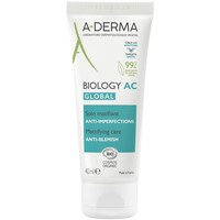 A-Derma Biology AC Global Anti-Blemish Mattifying Cream 40ml - Ενυδατική Κρέμα Προσώπου με Ματ Αποτέλεσμα για Επιδερμίδες με Τάση Ακμής, Κατά των Ατελειών