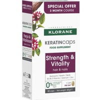 Klorane Promo Strength & Vitality Hair & Nails Keratin 90caps (3x30caps) - Συμπλήρωμα Διατροφής με Εκχύλισμα Κινίνης, Βιταμινών, Μετάλλων & Κερατίνης για Υγιή Μαλλιά Νύχια & Δέρμα