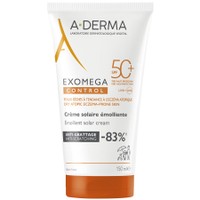 A-Derma Exomega Control Anti-Scratching Emollient Solar Cream 150ml - Μαλακτική Αντηλιακή Κρέμα Πολύ Υψηλής Προστασίας