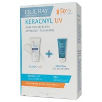 Ducray Keracnyl Promo Anti-Blemish Face Fluid Spf50+, 50ml & Δώρο Gel Moussant 40ml - Λεπτόρρευστη Κρέμα Προσώπου Πολύ Υψηλής Αντηλακής Προστασίας, Κατά των Ατελειών, για Δέρμα με Τάση Ακμής & Gel Καθαρισμού Προσώπου, Σώματος για Δέρματα με Ατέλειες