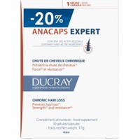 Ducray Anacaps Expert Chronic Hair Loss 30caps - Συμπλήρωμα Διατροφής Πολυβιταμινών, Μετάλλων & Ιχνοστοιχείων με Εκχυλίσματα Βοτάνων που Συμβάλει στη Διατήρηση των Μαλλιών Κατά της Χρόνιας Τριχόπτωσης