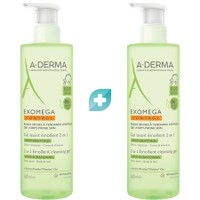 A-Derma Promo Exomega Control 2 in 1 Anti-Scratching Emollient Cleansing Gel 1000ml (2x500ml) - Μαλακτικό Τζελ Καθαρισμού 2 σε 1 κατά του Αισθήματος Κνησμού