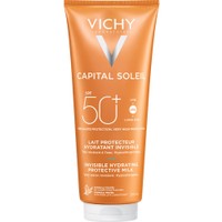 Vichy Capital Soleil Invisible Hydrating Protective Milk Spf50+, 300ml - Αντηλιακό Γαλάκτωμα Προσώπου Σώματος Πολύ Υψηλής Προστασίας για Ευαίσθητες Επιδερμίδες