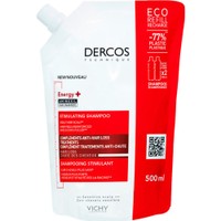 Vichy Dercos Energy+ Stimulating Shampoo Refil 500ml - Σαμπουάν Κατά της Τριχόπτωσης  που Επαναφέρει τη Ζωντάνια στα Μαλλιά, Αφήνοντας Ευχάριστη Υφή Ενδυναμώνοντας την Τρίχα & το Τριχωτό