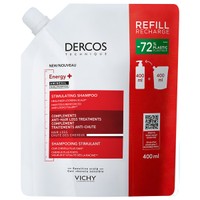 Vichy Dercos Energy+ Stimulating Shampoo - Refill 400ml - Σαμπουάν Κατά της Τριχόπτωσης που Επαναφέρει τη Ζωντάνια στα Μαλλιά, Αφήνοντας Ευχάριστη Υφή Ενδυναμώνοντας την Τρίχα & το Τριχωτό