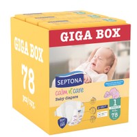 Septona Calm n' Care Baby Diapers Giga Box Newborn No1 (2-5kg) 78 Τεμάχια (3x26 Τεμάχια) - 