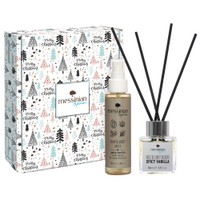 Messinian Spa Promo Christmas Box Spread The Scent Spicy Vanilla Reed Diffuser 50ml & Hair & Body Mist 100ml - Χριστουγεννιάτικο Αρωματικό Χώρου Βανίλια & Ενυδατικό Εορταστικό Σπρέι Μαλλιών & Σώματος με Άρωμα Βανίλια