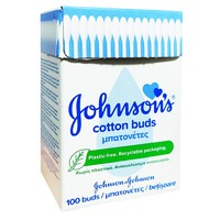 Johnson's Baby Cotton Buds 100 Τεμάχια - Μπατονέτες Από 100% Αγνό Βαμβάκι και Βάσεις Από 100% Χαρτί