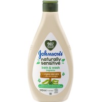 Johnson's Naturally Sensitive Bath & Wash 395ml - Βρεφικό Αφρόλουτρο με Οργανική Aloe Vera Κατάλληλο για την Ευαίσθητη Επιδερμίδα