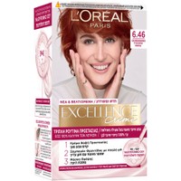 L'oreal Paris Excellence Creme 1 Τεμάχιο - 6.46 Χάλκινο Κόκκινο - Μόνιμη Βαφή σε Κρέμα Τριπλής Προστασίας για Κάλυψη των Λευκών