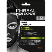 Loreal Paris Men Expert Pure Carbon Purifying Tissue Mask 30g - Ανδρική Υφασμάτινη Μάσκα Προσώπου με Ενεργό Άνθρακα