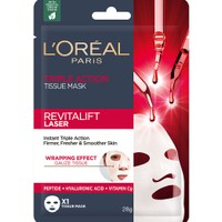 L'oreal Paris Revitalift Laser Triple Action Tissue Mask 28g - Αντιγηραντική Υφασμάτινη Μάσκα Προσώπου, Τριπλής Δράσης