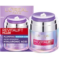 L'oreal Paris Revitalift Filler Plumping Water Cream 50ml - Αντιγηραντική, Λεπτόρρευστη Κρέμα Προσώπου για Ενυδάτωση & Λάμψη με Υαλουρονικό Οξύ