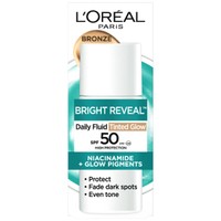 Loreal Paris Bright Reveal Daily Fluid Tinted Glow Spf50, 50ml - Bronze - Αντηλιακή Κρέμα Υψηλής Προστασίας με Νιασιναμίδη για Λαμπερή Επιδερμίδα