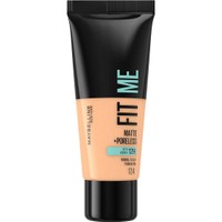 Maybelline Fit Me Matte + Poreless Foundation 30ml- 124 Soft Sand - Makeup που Ταυτίζεται Τέλεια με την Επιδερμίδα