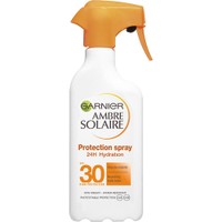 Garnier Ambre Solaire Face & Body Protection 24H Hydration Spray Spf30, 300ml - Αντηλιακό Γαλάκτωμα Προσώπου Σώματος σε Μορφή Spray Υψηλής Προστασίας για Έως & 24 Ώρες Ενυδάτωση & Ομοιόμορφο Μαύρισμα