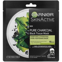 Garnier Skin Active Pure Charcoal Black Tissue Mask 28gr - Υφασμάτινη Μάσκα Ενυδάτωσης Προσώπου με Ενεργό Άνθρακα