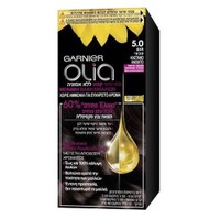 Garnier Olia Βαφή Μαλλιών Χωρίς Αμμωνία Mini Kit 1 Τεμάχιο - 5.0 Καστανό Ανοιχτό - Μόνιμη Βαφή Μαλλιών Χωρίς Αμμωνία με Φυσικά Έλαια Λουλουδιών