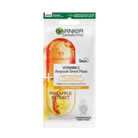 Garnier SkinActive Vitamin C Anti Fatigue Ampoule Sheet Mask 1 Τεμάχιο - Υφασμάτινη Μάσκα Προσώπου με Βιταμίνη C & Εκχύλισμα Ανανά