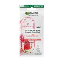 Garnier SkinActive Hyaluronic Acid Ampoule Sheet Mask with Watermelon Extract 1 Τεμάχιο - Υφασμάτινη Μάσκα Προσώπου με Υαλουρονικό Οξύ & Εκχύλισμα Καρπούζι
