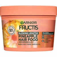 Garnier Fructis Glowing Lengths Pineapple Hair Food Mask 400ml - Μάσκα 3σε1 με Ανανά & Βιταμίνες για Λιγότερες Σπασμένες Άκρες των Μακριών, Θαμπών Μαλλιών