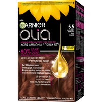 Garnier Olia Permanent Hair Color 1 Τεμάχιο - 5.5 Ακαζού Μαονί - Μόνιμη Βαφή Μαλλιών Χωρίς Αμμωνία & με Φυσικά Έλαια Λουλουδιών