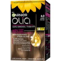 Garnier Olia Permanent Hair Color 1 Τεμάχιο - 6.0 Ξανθό Σκούρο - Μόνιμη Βαφή Μαλλιών Χωρίς Αμμωνία & με Φυσικά Έλαια Λουλουδιών