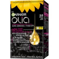 Garnier Olia Permanent Hair Color 1 Τεμάχιο - 2.0 Μαύρο - Μόνιμη Βαφή Μαλλιών Χωρίς Αμμωνία & με Φυσικά Έλαια Λουλουδιών