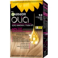 Garnier Olia Permanent Hair Color 1 Τεμάχιο - 9.0 Ξανθό Πολύ Ανοιχτό - Μόνιμη Βαφή Μαλλιών Χωρίς Αμμωνία & με Φυσικά Έλαια Λουλουδιών