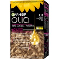 Garnier Olia Permanent Hair Color 1 Τεμάχιο - 7.13 Ξανθό Μπεζ Σαντρέ - Μόνιμη Βαφή Μαλλιών Χωρίς Αμμωνία & με Φυσικά Έλαια Λουλουδιών