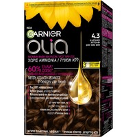 Garnier Olia Permanent Hair Color 1 Τεμάχιο - 4.3 Καστανό Χρυσαφί - Μόνιμη Βαφή Μαλλιών Χωρίς Αμμωνία & με Φυσικά Έλαια Λουλουδιών