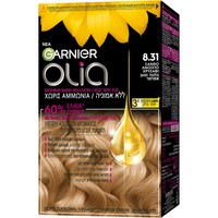 Garnier Olia Permanent Hair Color 1 Τεμάχιο - 8.31 Ξανθό Ανοιχτό Χρυσαφί - Μόνιμη Βαφή Μαλλιών Χωρίς Αμμωνία & με Φυσικά Έλαια Λουλουδιών