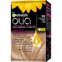 Garnier Olia Permanent Hair Color 1 Τεμάχιο - 9G Ξανθό Πολύ Ανοιχτό Σαντρέ - Μόνιμη Βαφή Μαλλιών Χωρίς Αμμωνία & με Φυσικά Έλαια Λουλουδιών