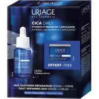 Uriage Promo Cica Daily Serum 30ml & Δώρο Concentrate Repairing Cream 15ml - Ενυδατικός, Επανορθωτικός Ορός Προσώπου για Όλους τους Τύπους Δέρματος & Ενυδατική & Επανορθωτική Φροντίδα για το Ευαίσθητο Δέρμα για Άνδρες & Γυναίκες