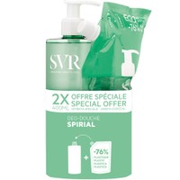 SVR Promo Spirial Intense Freshness 24h Deodorizing Cleansing Gel 400ml & Refill 400ml - Αφρόλουτρο Τζελ 2 σε 1 με Καθαριστική & Μεγάλης διάρκειας Αποσμητική Δράση Κατάλληλο για Πρόσωπο, Σώμα Μαλλιά & Ευαίσθητη Περιοχή με Αντλία