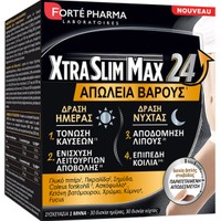Forte Pharma XtraSlim Max 24 60tabs (2x30tabs) - Συμπλήρωμα Διατροφής Φυτικών Εκχυλισμάτων & Μετάλλων για Απώλεια Βάρους, Καύσιμο Λίπους & Ενίσχυση Μεταβολισμού με Δισκία Διπλής Στοιβάδας Παρατεταμένης Αποδέσμευσης για 24ωρη Δράση