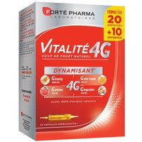 Forte Pharma Vitalite 4G Dynamisant 30x10ml - Συμπλήρωμα Διατροφής Άμεσης Τόνωσης & Ενέργειας με Τζίνσενγκ, Γκουαράνα, Βασιλικό Πολτό & Τζίντζερ σε Αμπούλες