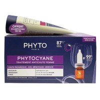 Phyto Πακέτο Προσφοράς Phytocyane Anti-Hair Loss Treatment for Women with Progressive Hair Loss 12x5ml & Δώρο Phytocyane Anti Hair Loss Treatment Complement Shampoo 100ml - Θεραπεία Κατά της Γυναικείας Προοδευτικής Τριχόπτωσης & Αναζωογονητικό Σαμπουάν Ιδανικό για Χρήση πριν από τη θεραπεία της Τριχόπτωσης